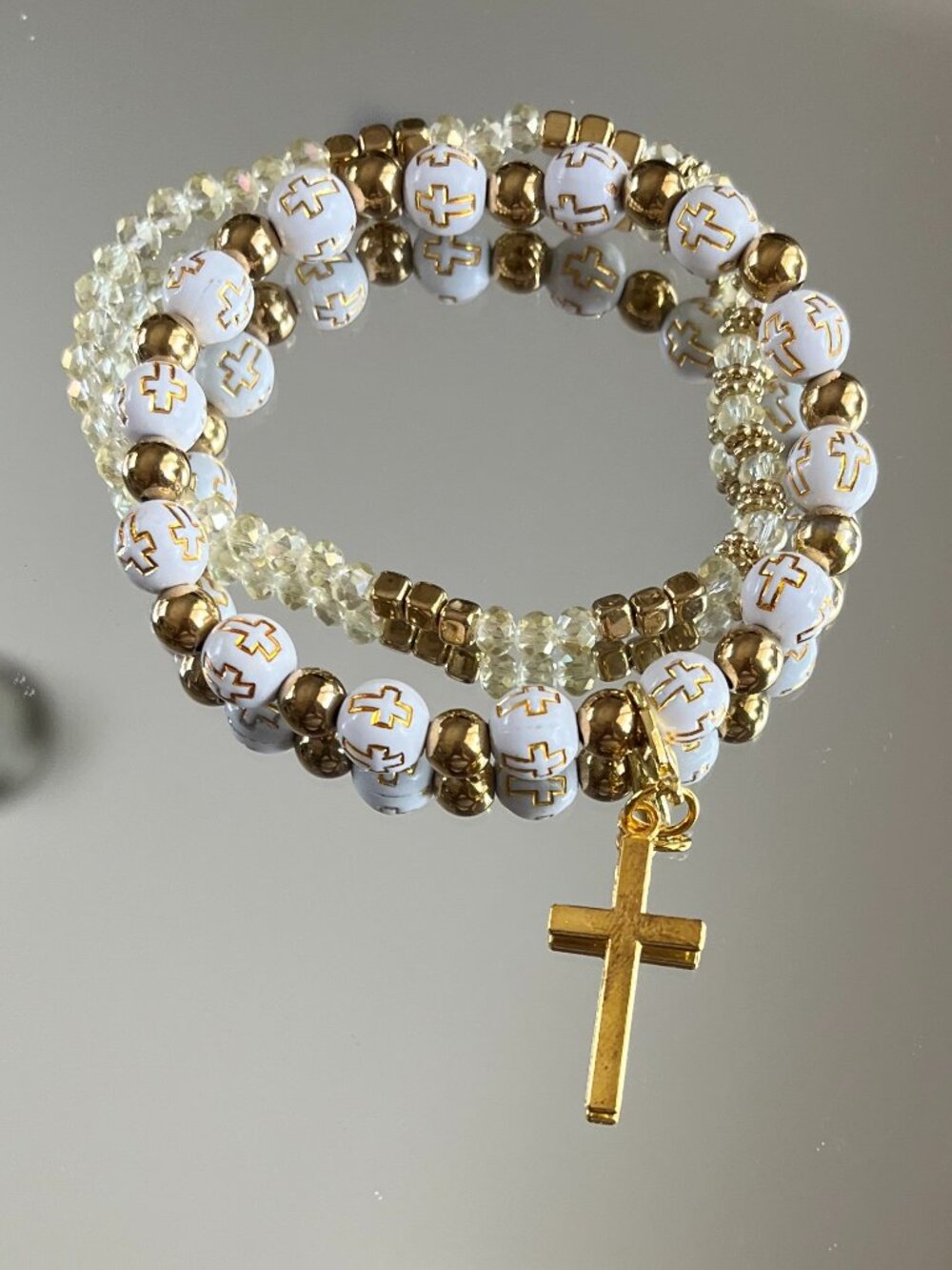Charmze FAITH Set of Two  Beaded Stretch Bracelet